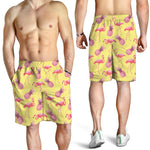 Pineapple And Flamingo Pattern Print Men's Shorts