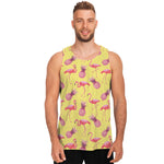 Pineapple And Flamingo Pattern Print Men's Tank Top