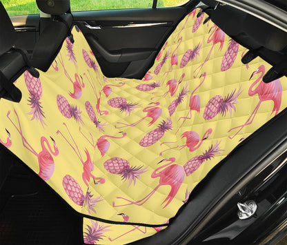 Pineapple And Flamingo Pattern Print Pet Car Back Seat Cover