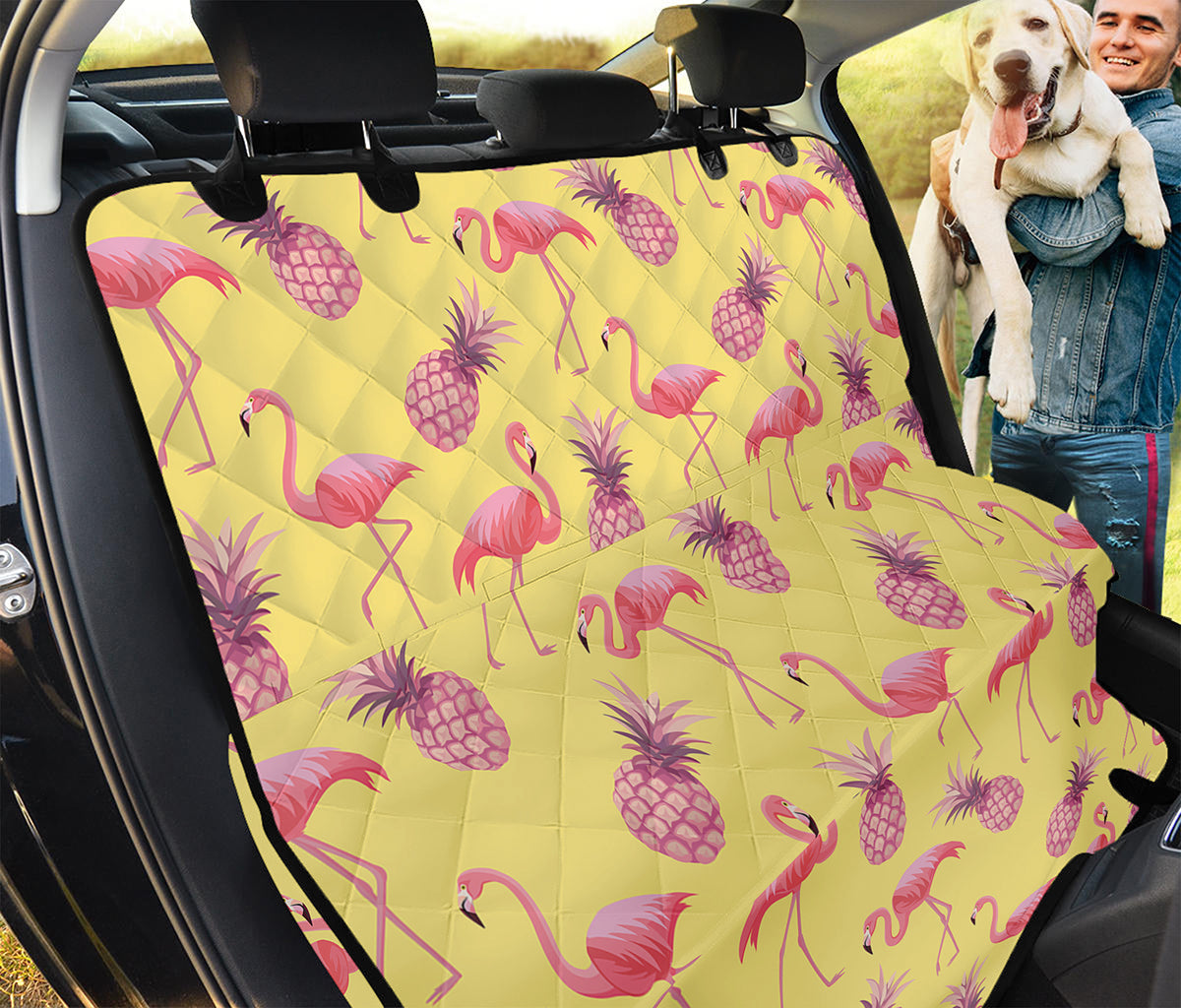 Pineapple And Flamingo Pattern Print Pet Car Back Seat Cover
