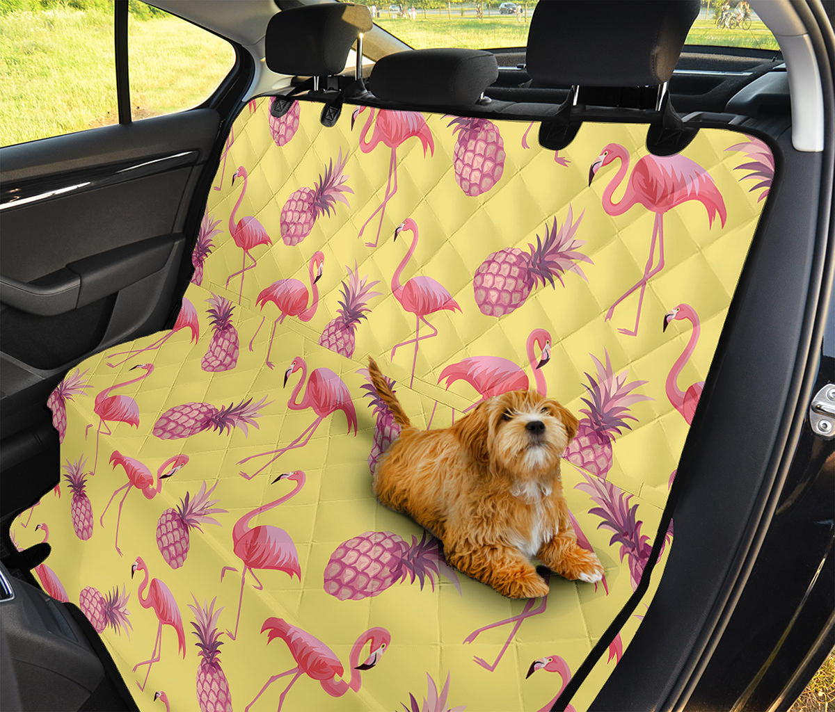 Pineapple And Flamingo Pattern Print Pet Car Back Seat Cover