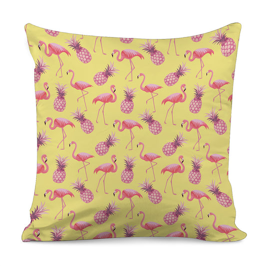 Pineapple And Flamingo Pattern Print Pillow Cover