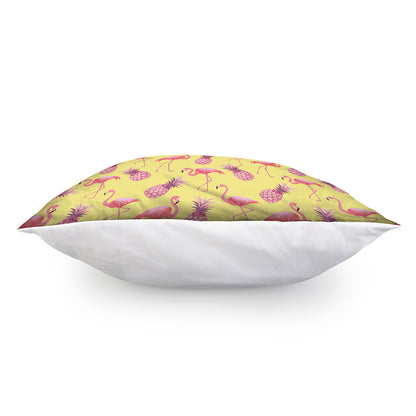 Pineapple And Flamingo Pattern Print Pillow Cover