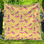 Pineapple And Flamingo Pattern Print Quilt