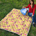 Pineapple And Flamingo Pattern Print Quilt