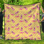 Pineapple And Flamingo Pattern Print Quilt
