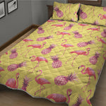 Pineapple And Flamingo Pattern Print Quilt Bed Set