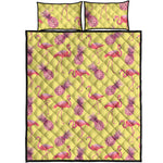 Pineapple And Flamingo Pattern Print Quilt Bed Set