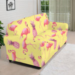 Pineapple And Flamingo Pattern Print Sofa Cover