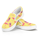 Pineapple And Flamingo Pattern Print White Slip On Shoes