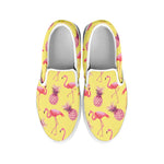 Pineapple And Flamingo Pattern Print White Slip On Shoes