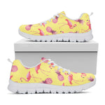 Pineapple And Flamingo Pattern Print White Sneakers