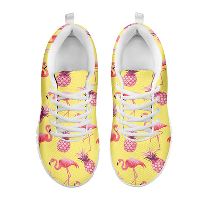 Pineapple And Flamingo Pattern Print White Sneakers