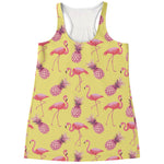 Pineapple And Flamingo Pattern Print Women's Racerback Tank Top