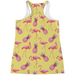 Pineapple And Flamingo Pattern Print Women's Racerback Tank Top