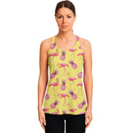Pineapple And Flamingo Pattern Print Women's Racerback Tank Top