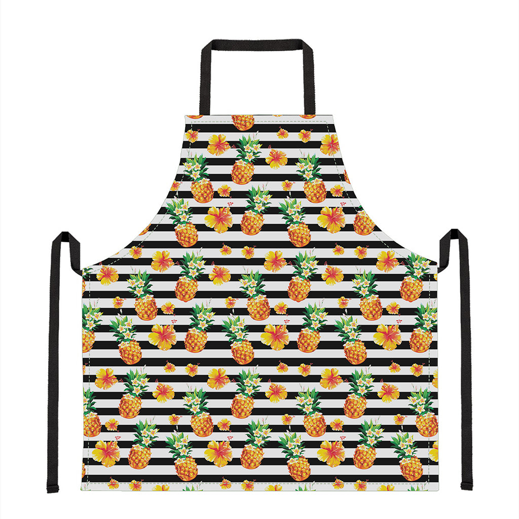 Pineapple And Hibiscus Striped Print Apron