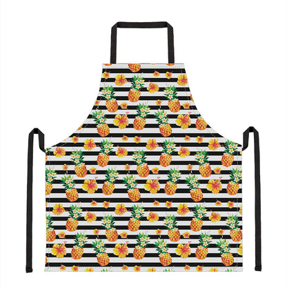 Pineapple And Hibiscus Striped Print Apron