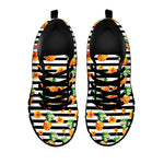 Pineapple And Hibiscus Striped Print Black Sneakers