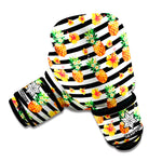 Pineapple And Hibiscus Striped Print Boxing Gloves