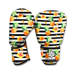 Pineapple And Hibiscus Striped Print Boxing Gloves