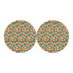 Pineapple And Hibiscus Striped Print Car Coasters