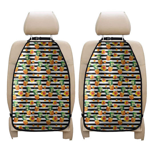 Pineapple And Hibiscus Striped Print Car Seat Organizers