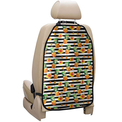 Pineapple And Hibiscus Striped Print Car Seat Organizers
