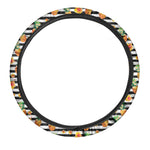 Pineapple And Hibiscus Striped Print Car Steering Wheel Cover