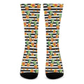 Pineapple And Hibiscus Striped Print Crew Socks