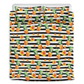 Pineapple And Hibiscus Striped Print Duvet Cover Bedding Set