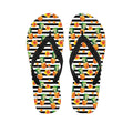 Pineapple And Hibiscus Striped Print Flip Flops