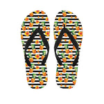 Pineapple And Hibiscus Striped Print Flip Flops