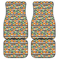 Pineapple And Hibiscus Striped Print Front and Back Car Floor Mats