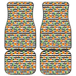 Pineapple And Hibiscus Striped Print Front and Back Car Floor Mats