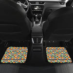 Pineapple And Hibiscus Striped Print Front and Back Car Floor Mats