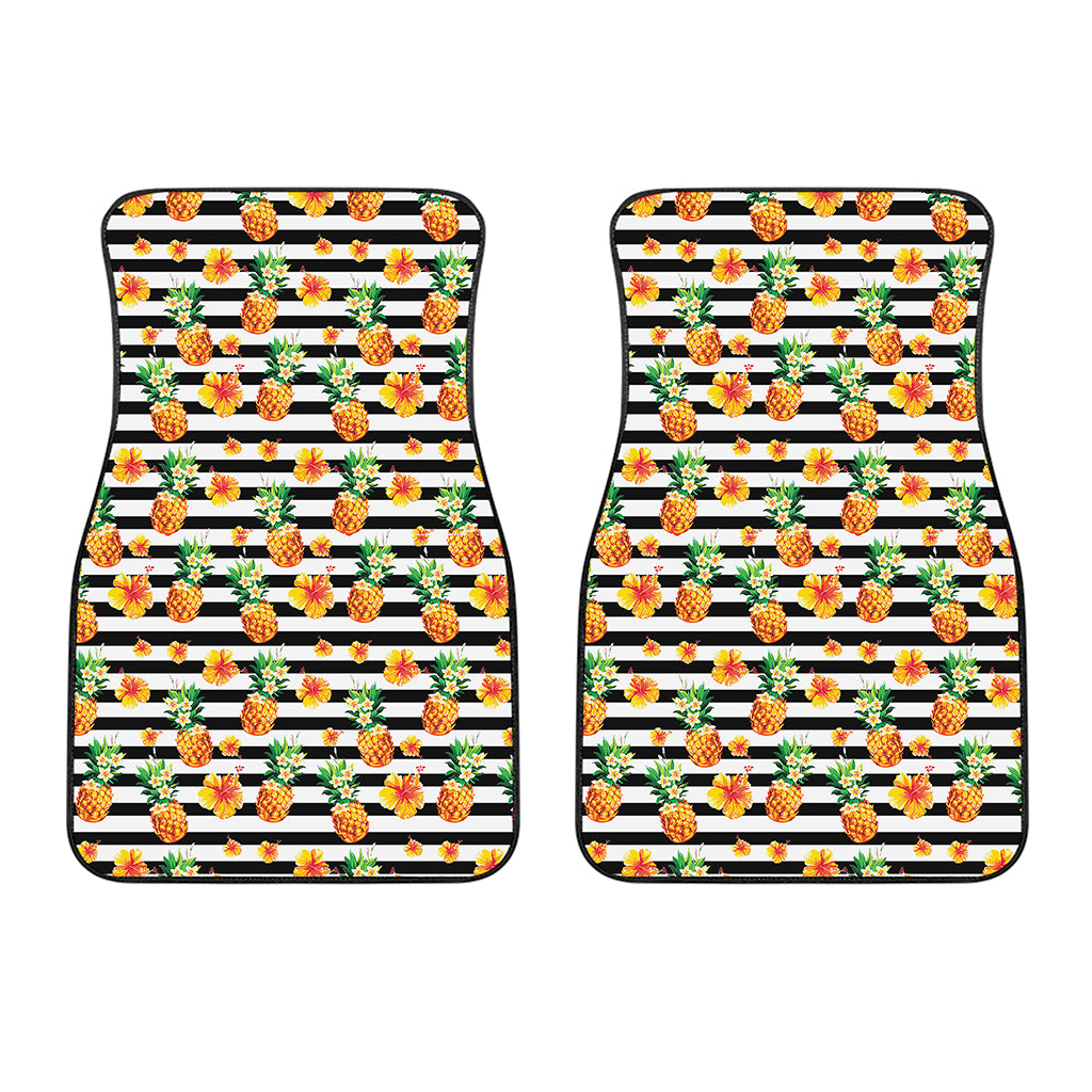 Pineapple And Hibiscus Striped Print Front Car Floor Mats