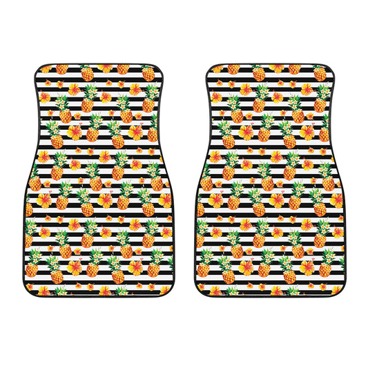 Pineapple And Hibiscus Striped Print Front Car Floor Mats