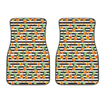 Pineapple And Hibiscus Striped Print Front Car Floor Mats