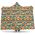 Pineapple And Hibiscus Striped Print Hooded Blanket