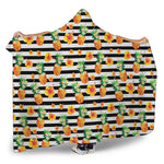 Pineapple And Hibiscus Striped Print Hooded Blanket