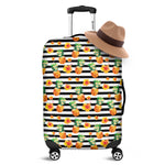 Pineapple And Hibiscus Striped Print Luggage Cover