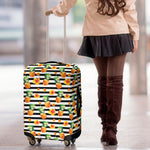 Pineapple And Hibiscus Striped Print Luggage Cover