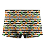 Pineapple And Hibiscus Striped Print Men's Boxer Briefs
