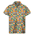 Pineapple And Hibiscus Striped Print Men's Short Sleeve Shirt