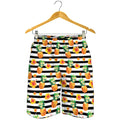 Pineapple And Hibiscus Striped Print Men's Shorts