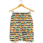 Pineapple And Hibiscus Striped Print Men's Shorts