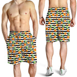 Pineapple And Hibiscus Striped Print Men's Shorts