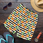 Pineapple And Hibiscus Striped Print Men's Shorts