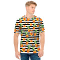 Pineapple And Hibiscus Striped Print Men's T-Shirt